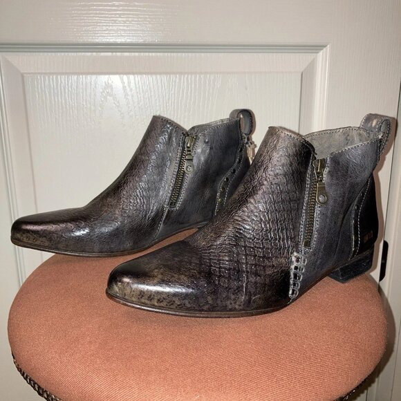 BED STU Boots BOOTIES Double Zipper GRAPHITE / BROWN Antique - Sz 9.5 NEW! - Picture 1 of 16